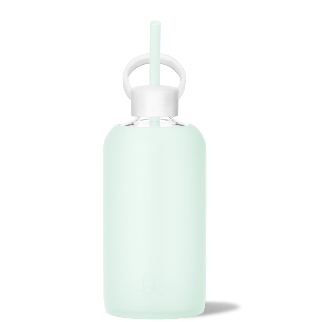bkr Bottle Sip Kit: Glass + silicone water bottle + Silicone Straw + Straw Cap: 32oz HAVEN & THE SOUTHAMPTON - BIG BOTTLE SIP KIT 1L (32OZ)
