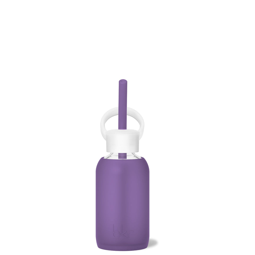 bkr Bottle Sip Kit: Glass + silicone water bottle + Silicone Straw + Straw Cap: 8oz MARY & THE MARTINI & MANI - TEENY BOTTLE SIP KIT 250ML (8 OZ)
