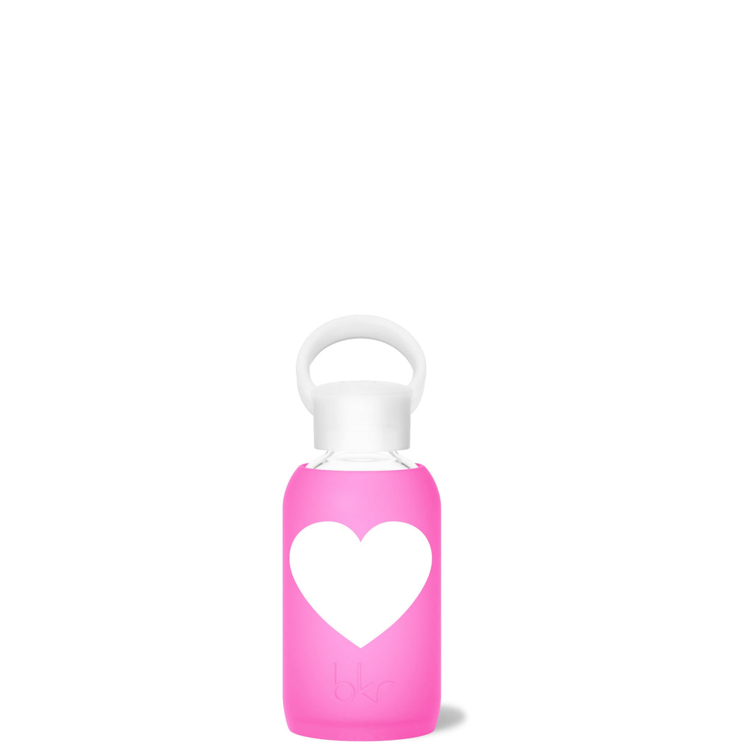 bkr Glass Water Bottle: 8oz BABY HEART TEENY BOTTLE 250ML (8OZ)