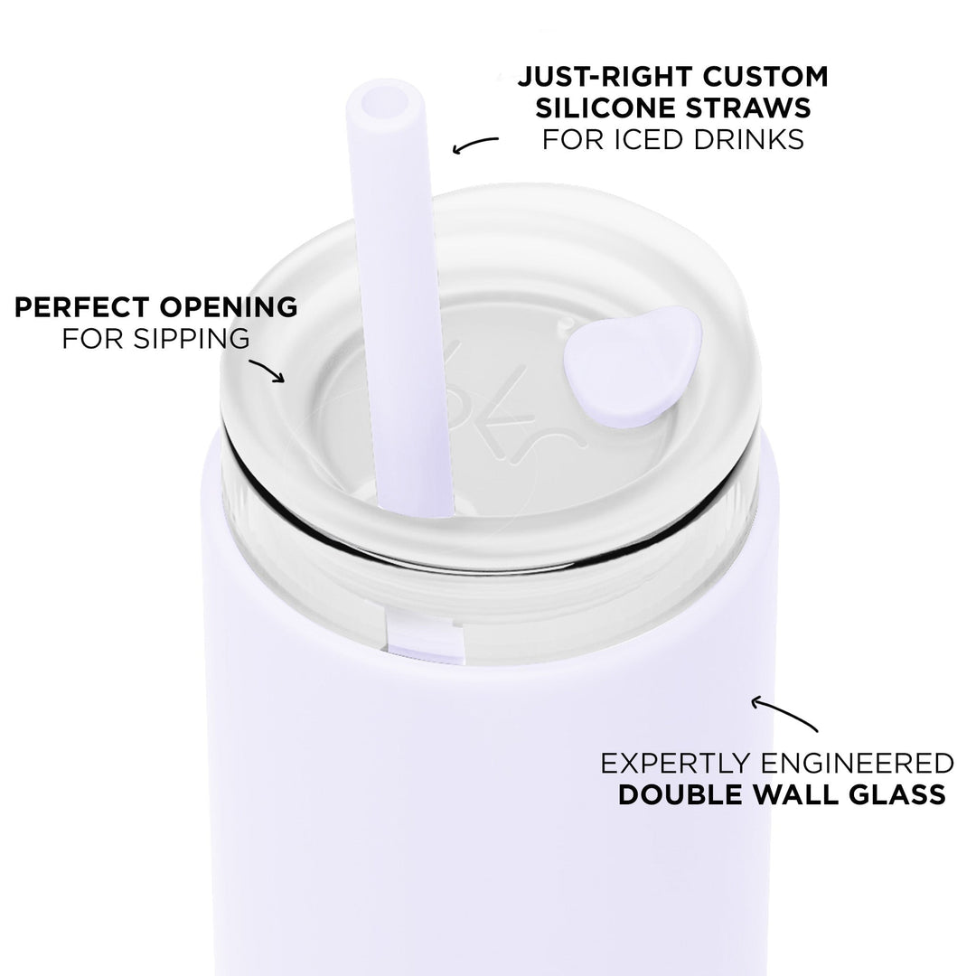 bkr Insulated Glass Tumbler: 12oz FOOF & THE COTTON CANDY CUP SIP KIT 355ML (12oz)