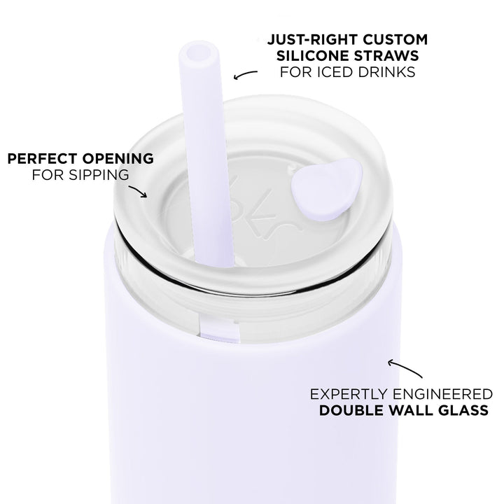 bkr Insulated Glass Tumbler: 12oz FOOF & THE COTTON CANDY CUP SIP KIT 355ML (12oz)