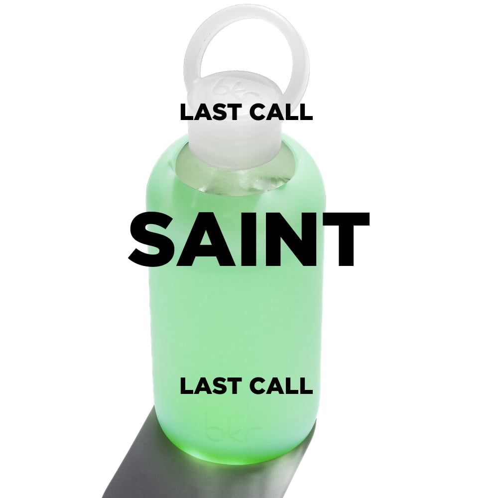bkr glass and silicone reusable water bottles in sheer ethereal light green.