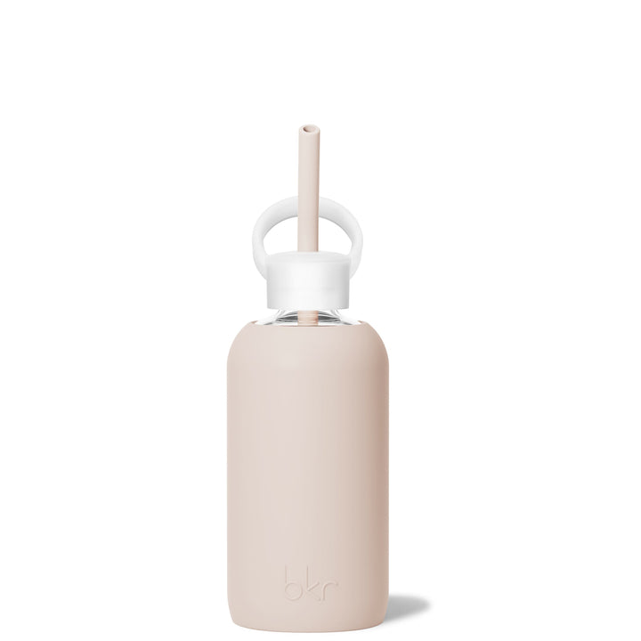 bkr Bottle Sip Kit: Glass + silicone water bottle + Silicone Straw + Straw Cap: 16oz DOE & THE MORNING CAPPUCCINO - LITTLE BOTTLE SIP KIT 500ML (16OZ)