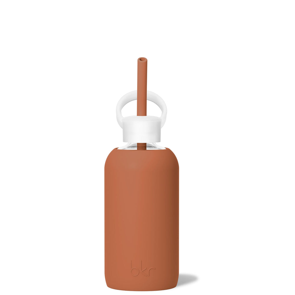 bkr Bottle Sip Kit: Glass + silicone water bottle + Silicone Straw + Straw Cap: 16oz FOX & THE FIRESIDE - LITTLE BOTTLE SIP KIT 500ML (16OZ)