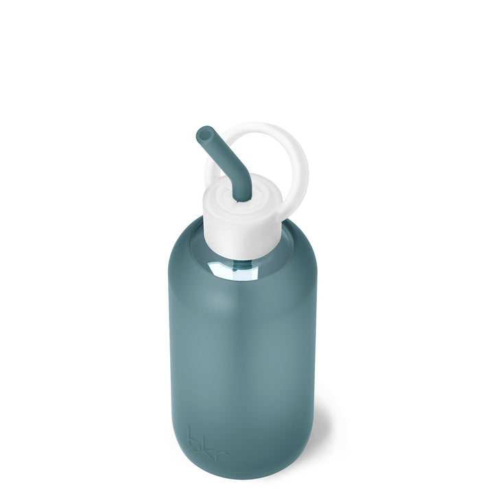 bkr Bottle Sip Kit: Glass + silicone water bottle + Silicone Straw + Straw Cap: 16oz RIVER & THE SEA FOREST - LITTLE BOTTLE SIP KIT 500ML (16OZ)