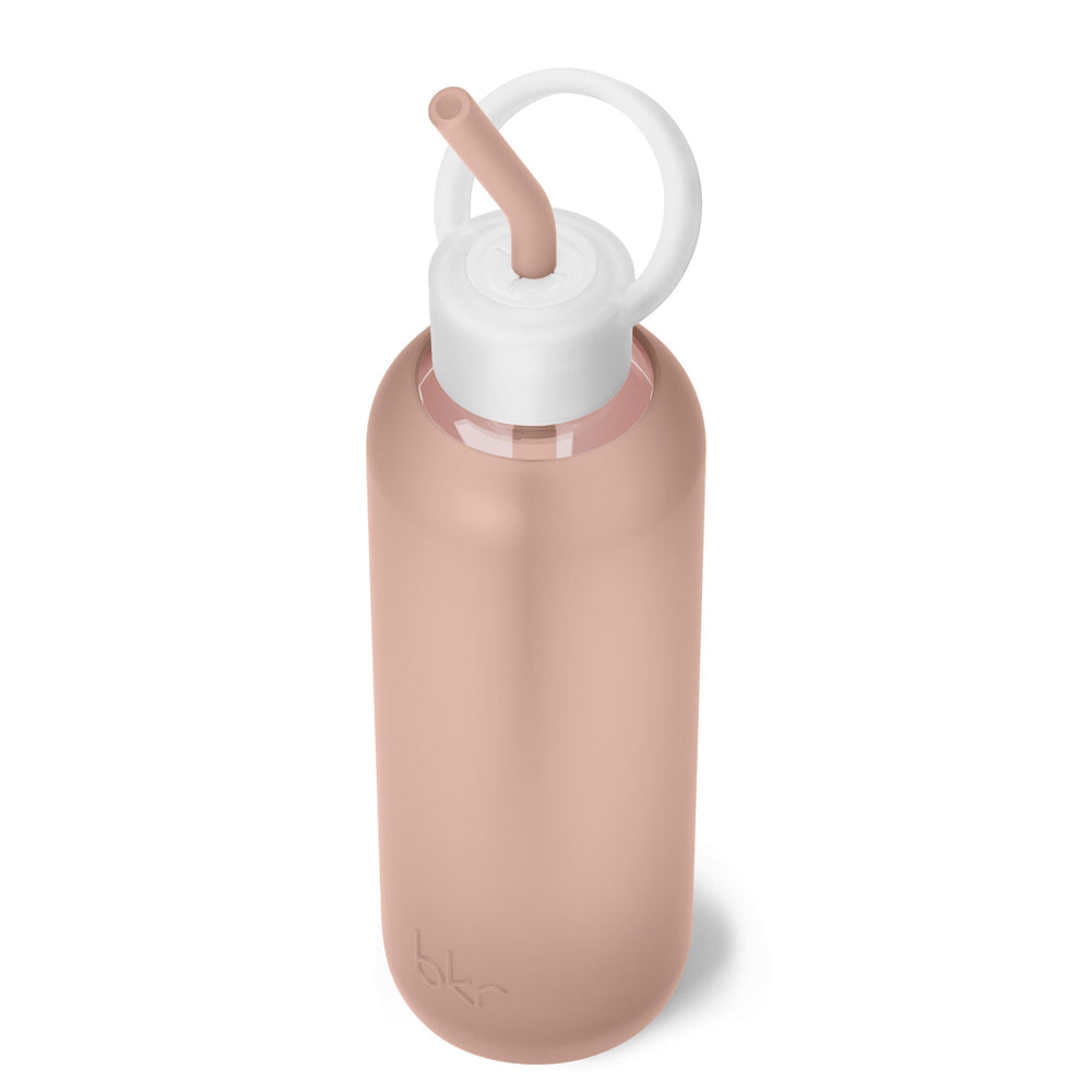 bkr Bottle Sip Kit: Glass + silicone water bottle + Silicone Straw + Straw Cap: 22oz HONEYMOON & THE MORNING CAPPUCCINO - DEMI BOTTLE SIP KIT 650ML (22OZ)
