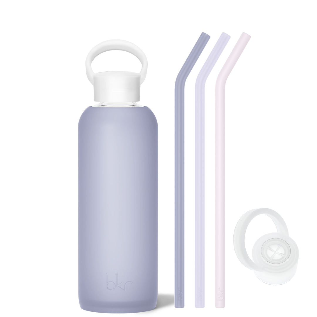 bkr Bottle Sip Kit: Glass + silicone water bottle + Silicone Straw + Straw Cap: 22oz PANDORA & THE MOONSHADOW - DEMI BOTTLE SIP KIT 650ML (22OZ)