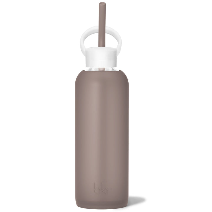 bkr Bottle Sip Kit: Glass + silicone water bottle + Silicone Straw + Straw Cap: 22oz PORTER & THE WARM EMBRACE - DEMI BOTTLE SIP KIT 650ML (22OZ)