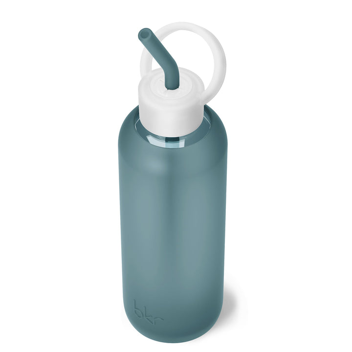 bkr Bottle Sip Kit: Glass + silicone water bottle + Silicone Straw + Straw Cap: 22oz RIVER & THE SEA FOREST - DEMI BOTTLE SIP KIT 650ML (22OZ)
