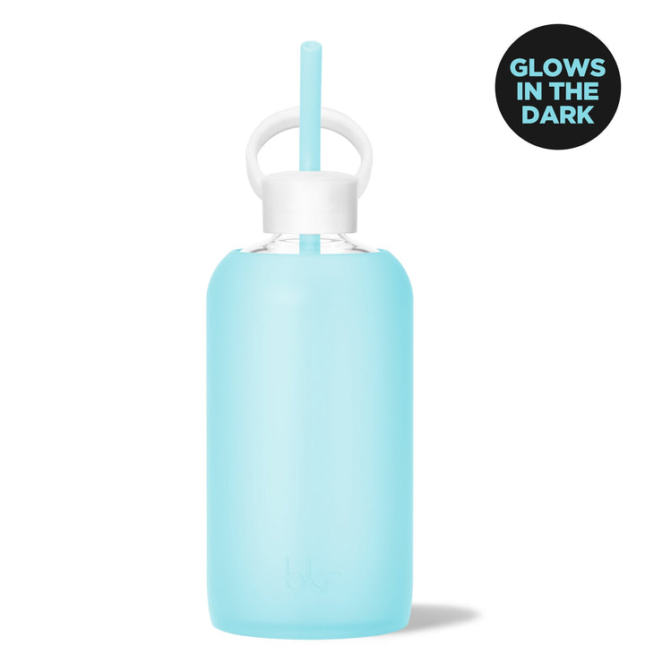 bkr Bottle Sip Kit: Glass + silicone water bottle + Silicone Straw + Straw Cap: 32oz ÉTOILE & THE NORTHERN LIGHTS - BIG BOTTLE SIP KIT 1L (32OZ)