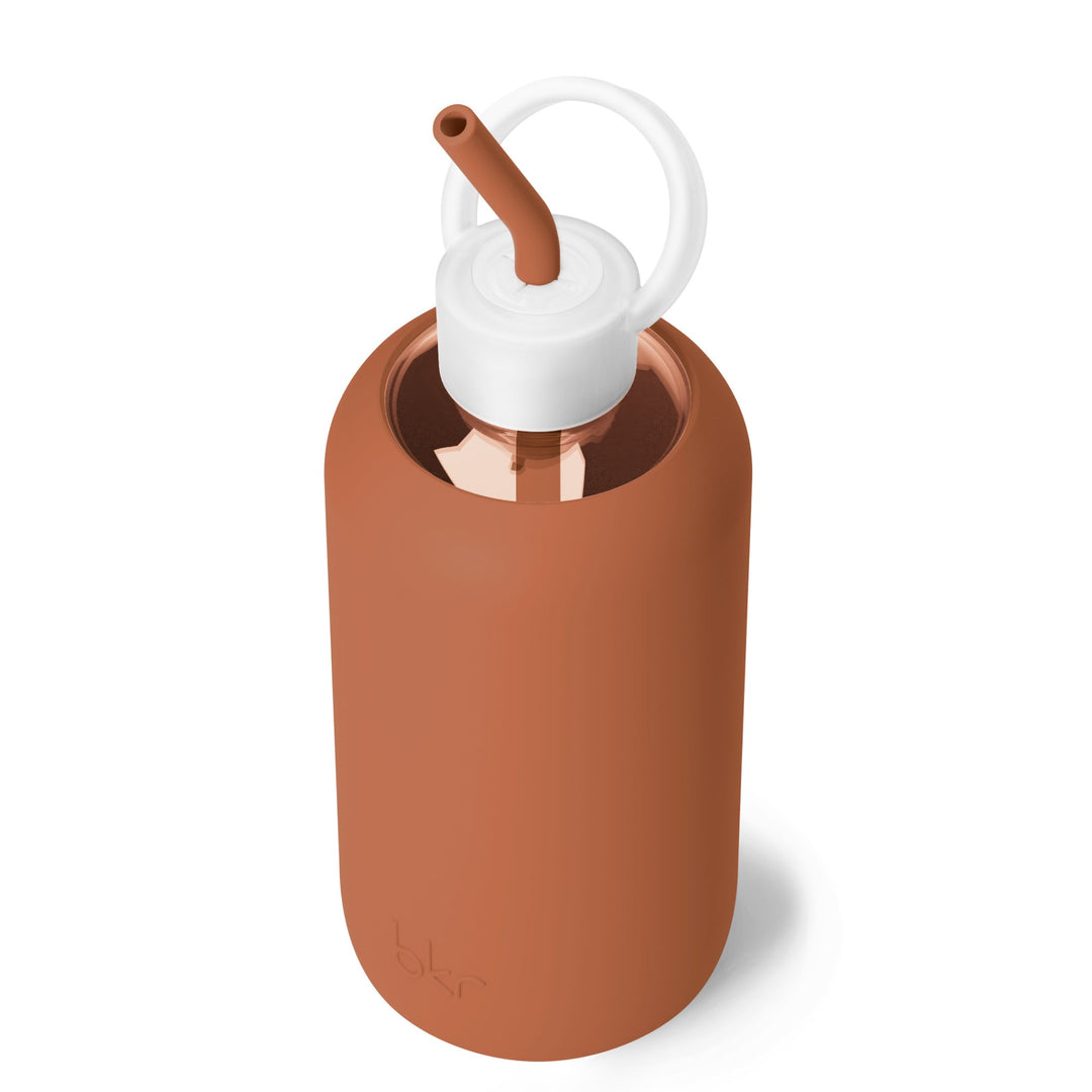 bkr Bottle Sip Kit: Glass + silicone water bottle + Silicone Straw + Straw Cap: 32oz FOX & THE FIRESIDE - BIG BOTTLE SIP KIT 1L (32OZ)