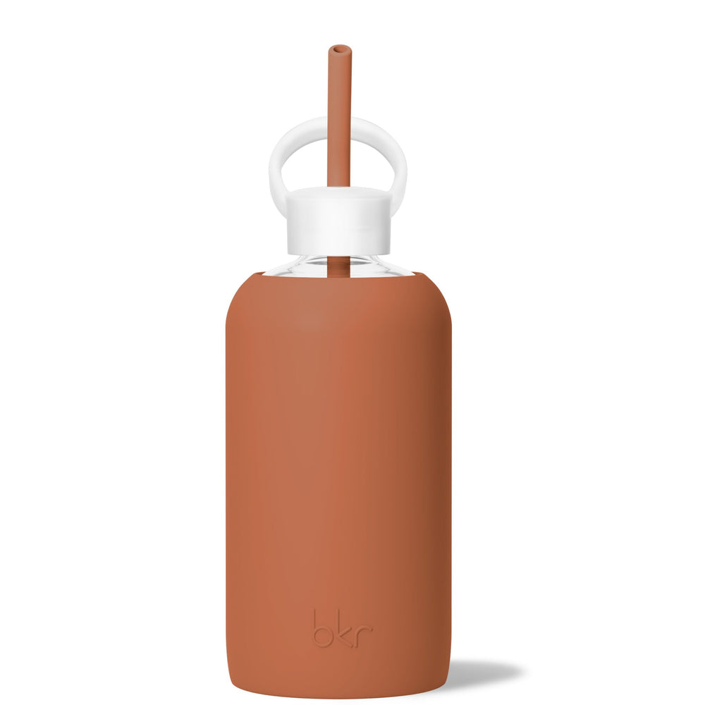 bkr Bottle Sip Kit: Glass + silicone water bottle + Silicone Straw + Straw Cap: 32oz FOX & THE FIRESIDE - BIG BOTTLE SIP KIT 1L (32OZ)