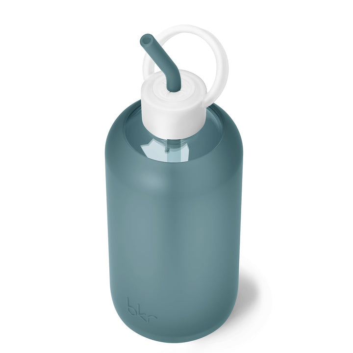 bkr Bottle Sip Kit: Glass + silicone water bottle + Silicone Straw + Straw Cap: 32oz RIVER & THE SEA FOREST - BIG BOTTLE SIP KIT 1L (32OZ)