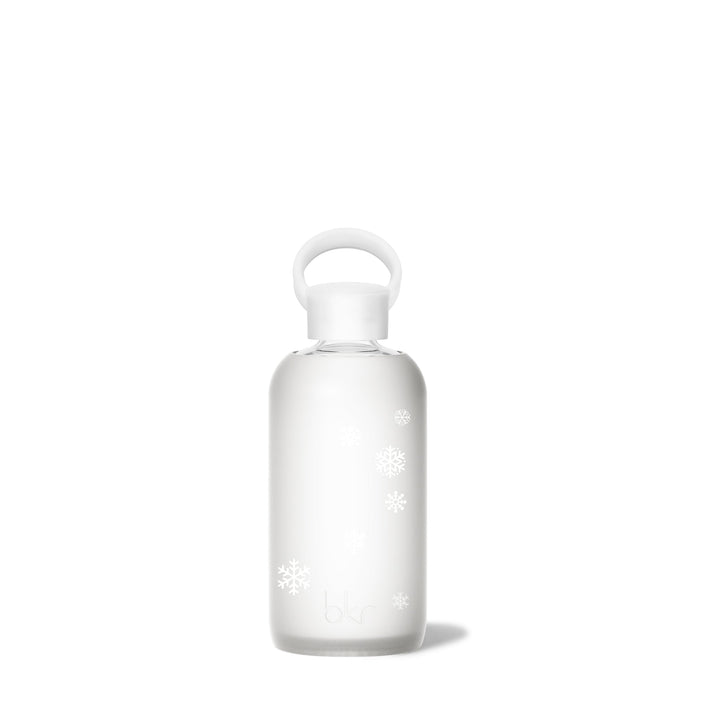 bkr Glass Water Bottle: 16oz FROST SNOW DAY LITTLE BOTTLE 500ML (16OZ)