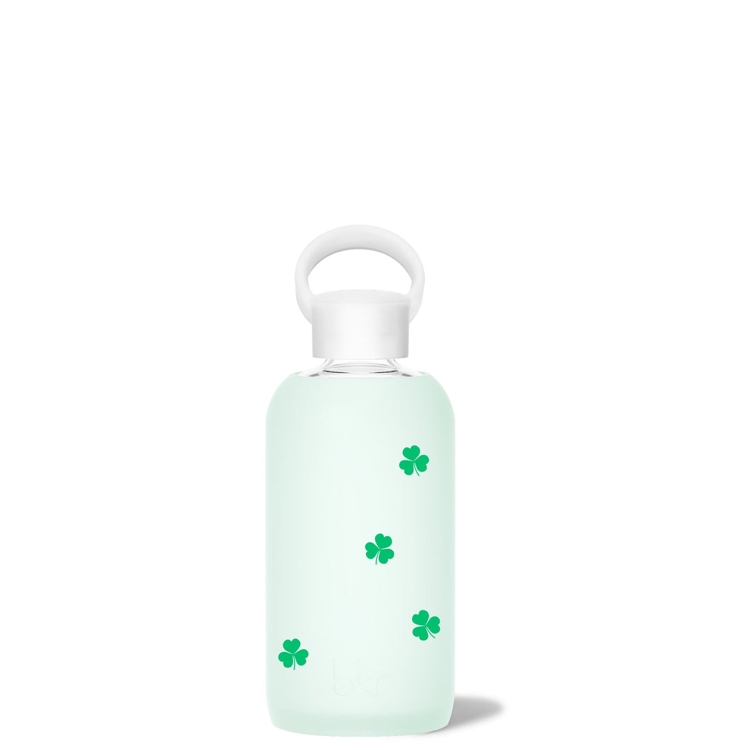 bkr Glass Water Bottle: 16oz HAVEN MINI SHAMROCKS LITTLE BOTTLE 500ML (16OZ)
