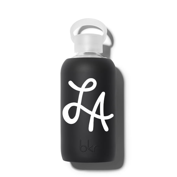 bkr Glass Water Bottle: 16oz JET LA INITIALS LITTLE BOTTLE 500ML (16OZ)