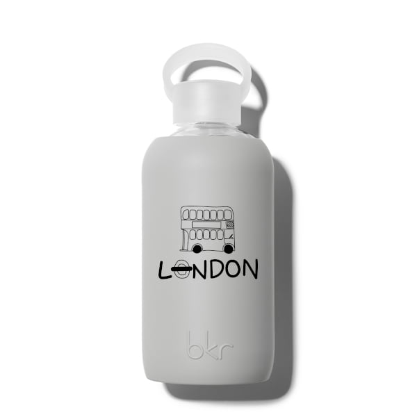 bkr Glass Water Bottle: 16oz LONDON LONDON BUS LITTLE BOTTLE 500ML (16OZ)