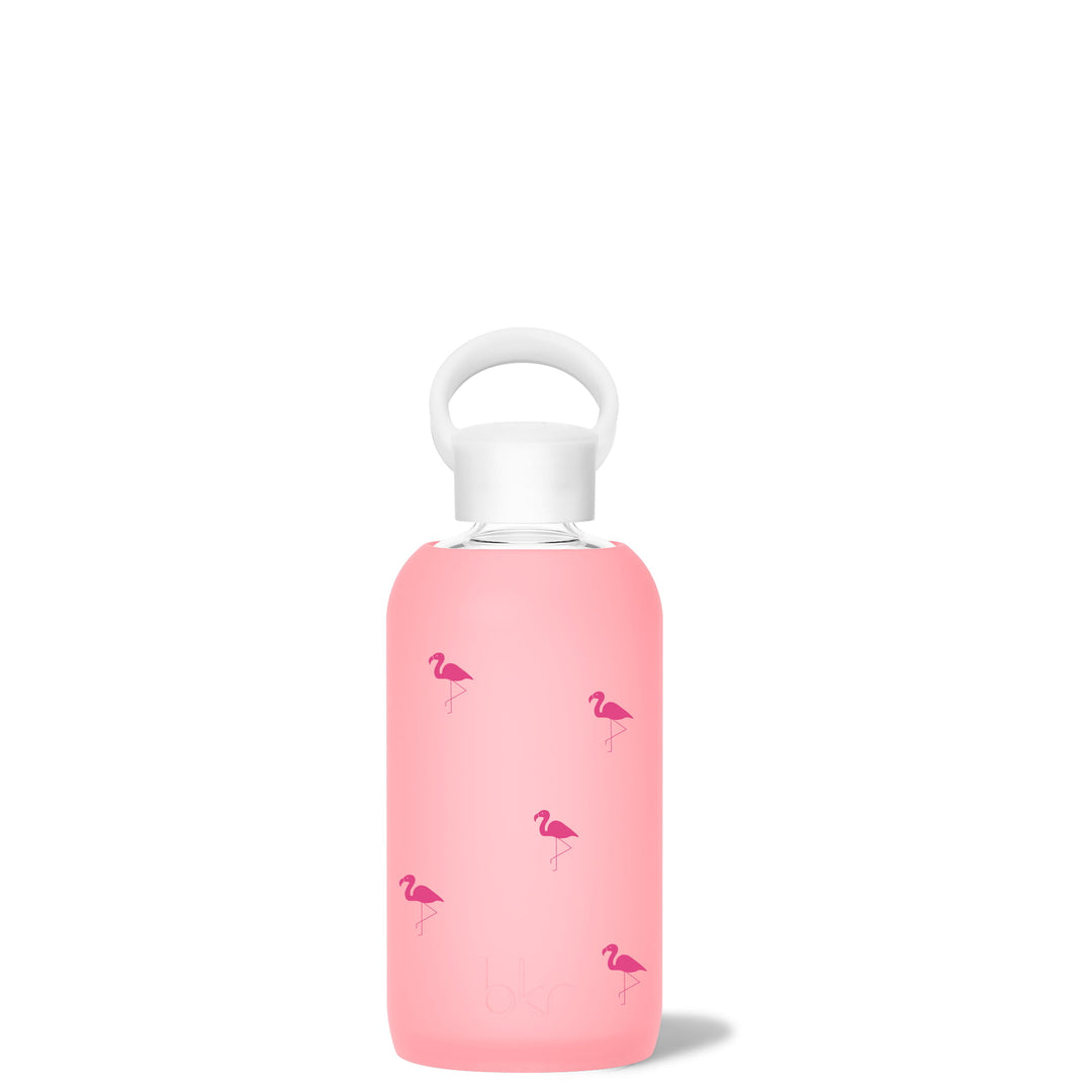 bkr Glass Water Bottle: 16oz ROSE FLAMINGO LITTLE BOTTLE 500ML (16OZ)
