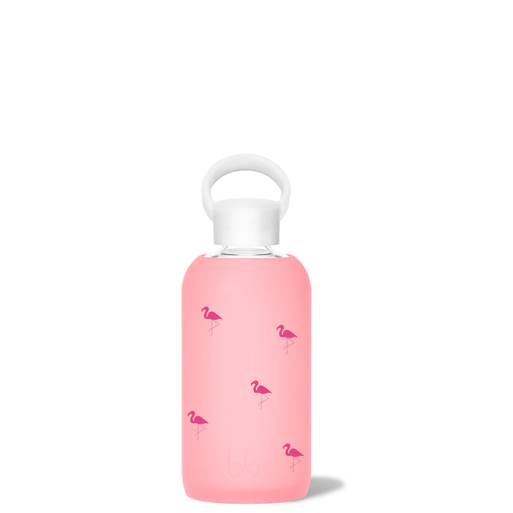 bkr Glass Water Bottle: 16oz ROSE FLAMINGO LITTLE BOTTLE 500ML (16OZ)