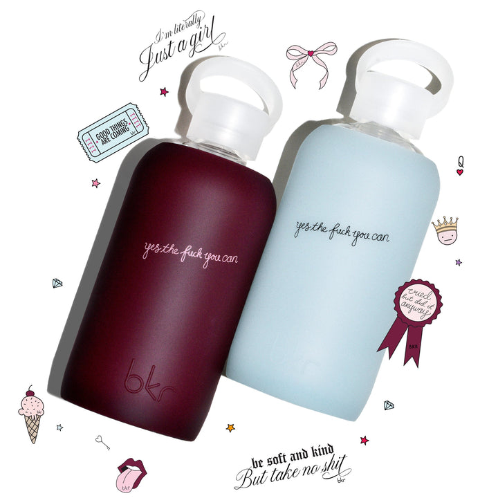 bkr Glass Water Bottle: 16oz VALENTINA YES YOU CAN LITTLE BOTTLE 500ML (16OZ)