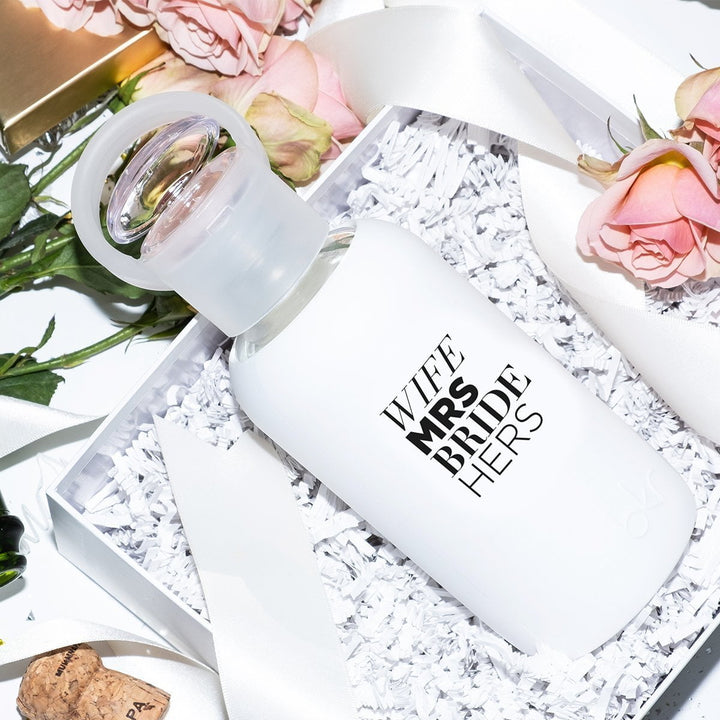 bkr Glass Water Bottle: 16oz WINTER BRIDE LITTLE BOTTLE 500ML (16OZ)