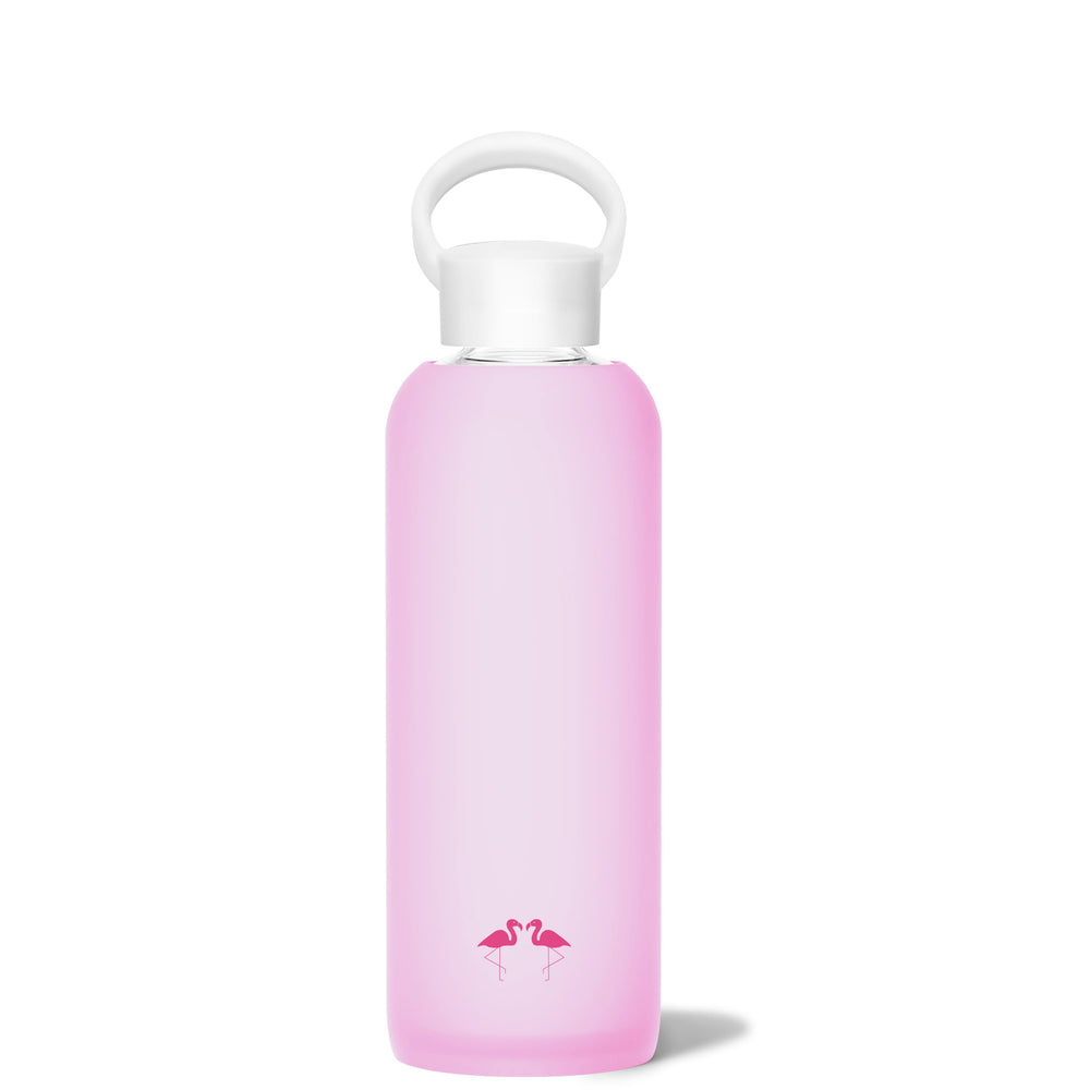 bkr Glass Water Bottle: 22oz CAKE FLAMINGO DEMI BOTTLE 650ML (22OZ)