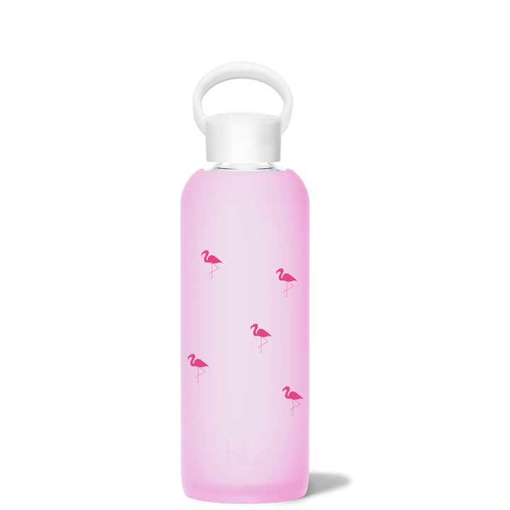 bkr Glass Water Bottle: 22oz CAKE FLAMINGO DEMI BOTTLE 650ML (22OZ)