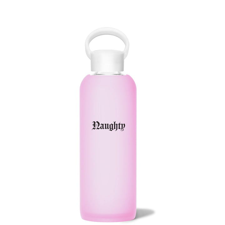 bkr Glass Water Bottle: 22oz CAKE NAUGHTY OR NICE DEMI BOTTLE 650ML (22OZ)