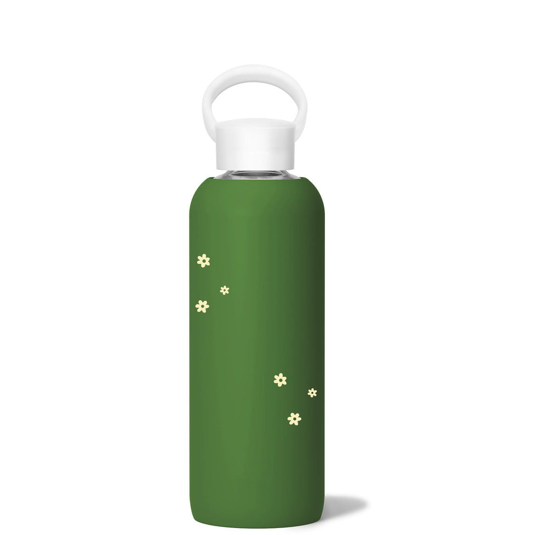 bkr Glass Water Bottle: 22oz FERN DAISY DEMI BOTTLE 650ML (22OZ)