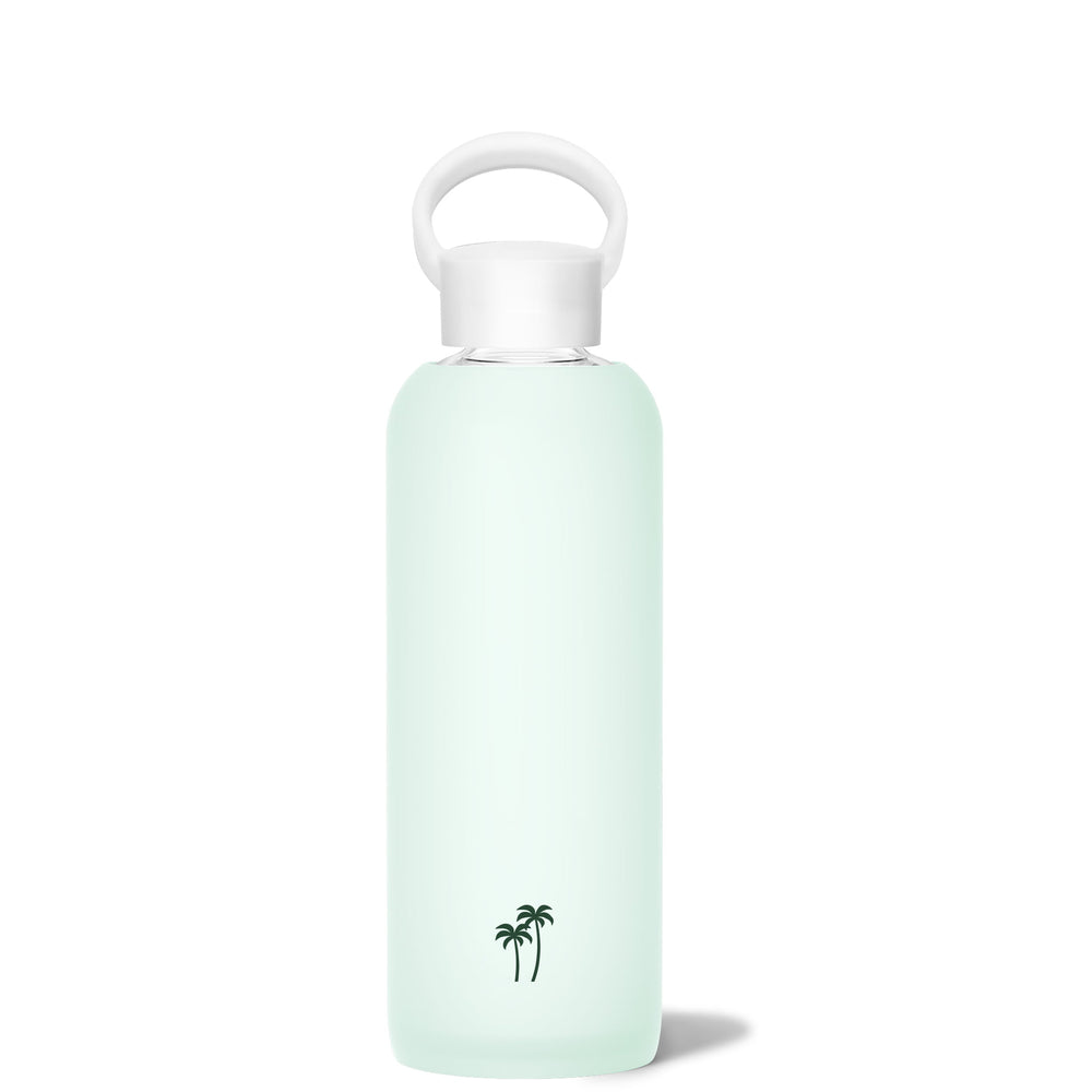 bkr Glass Water Bottle: 22oz HAVEN PALM TREE DEMI BOTTLE 650ML (22OZ)