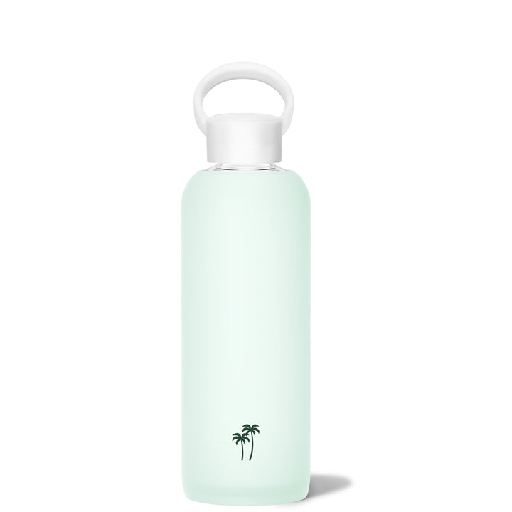 bkr Glass Water Bottle: 22oz HAVEN PALM TREE DEMI BOTTLE 650ML (22OZ)