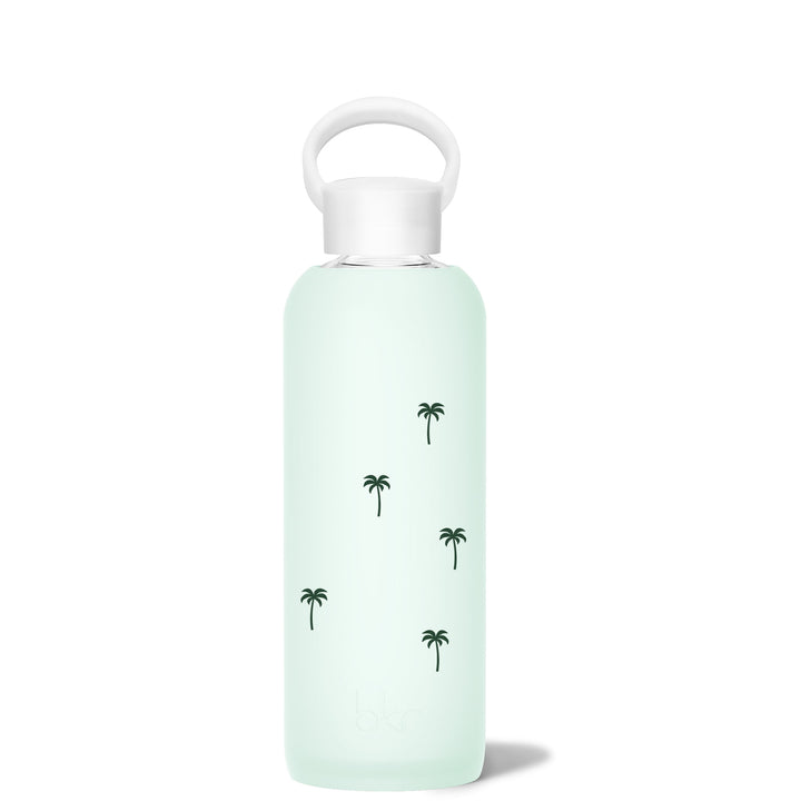 bkr Glass Water Bottle: 22oz HAVEN PALM TREE DEMI BOTTLE 650ML (22OZ)