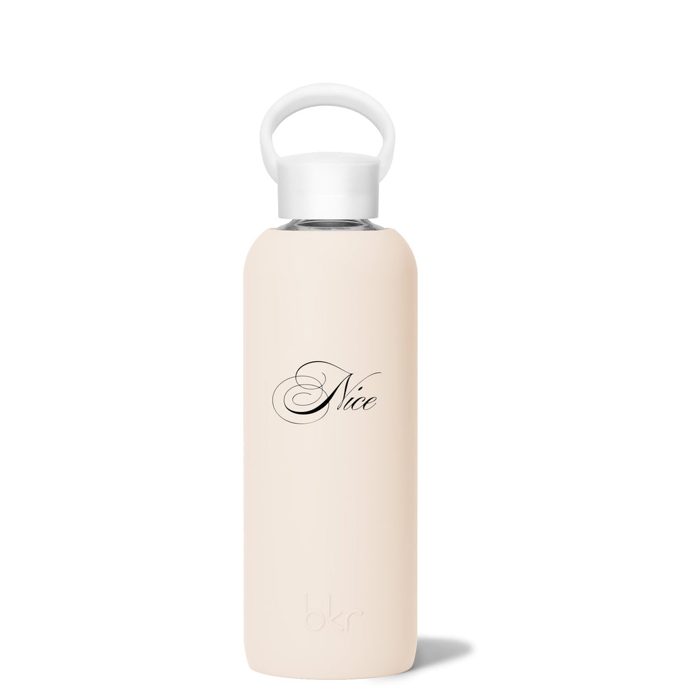 bkr Glass Water Bottle: 22oz JUNE NAUGHTY OR NICE DEMI BOTTLE 650ML (22OZ)