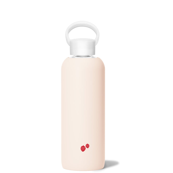 bkr Glass Water Bottle: 22oz JUNE STRAWBERRY DEMI BOTTLE 650ML (22OZ)