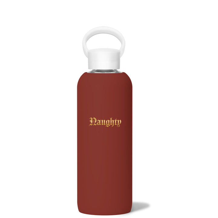 bkr Glass Water Bottle: 22oz LUCIA NAUGHTY OR NICE DEMI BOTTLE 650ML (22OZ)