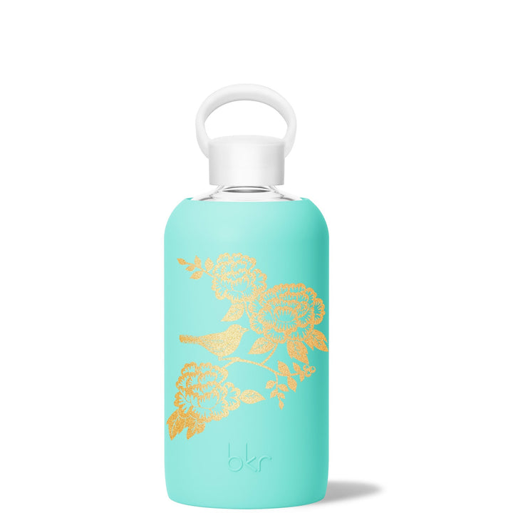 bkr Glass Water Bottle: 32oz AUDREY GILDED GARDEN BIG BOTTLE 1L (32 OZ)