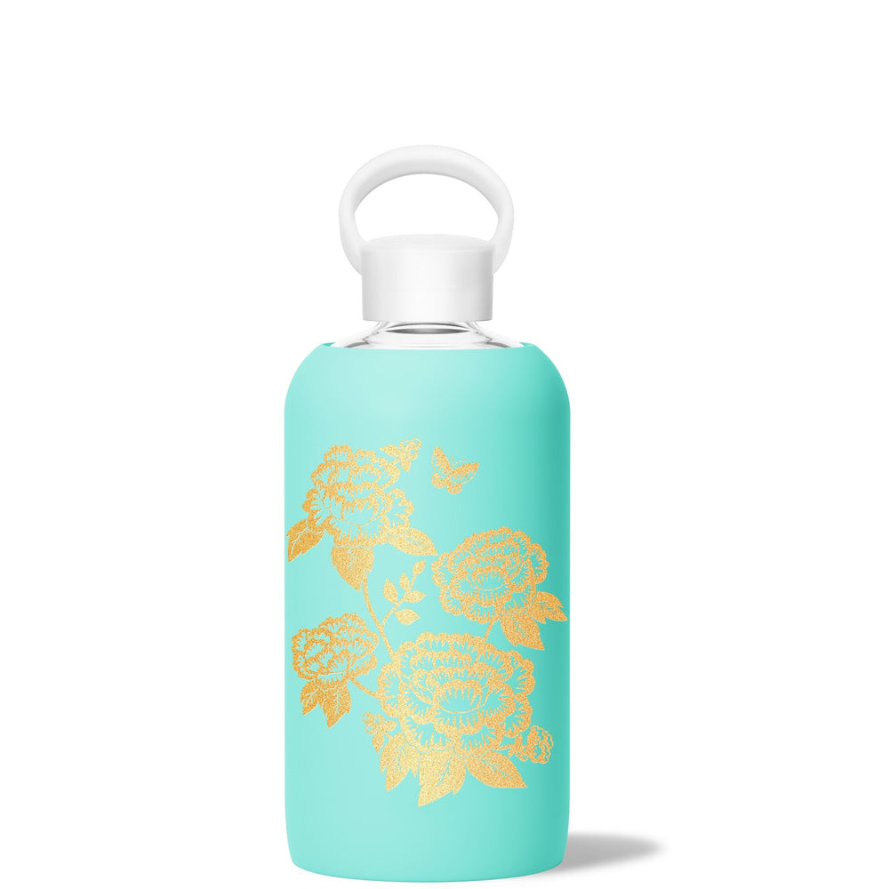 bkr Glass Water Bottle: 32oz AUDREY GILDED GARDEN BIG BOTTLE 1L (32 OZ)