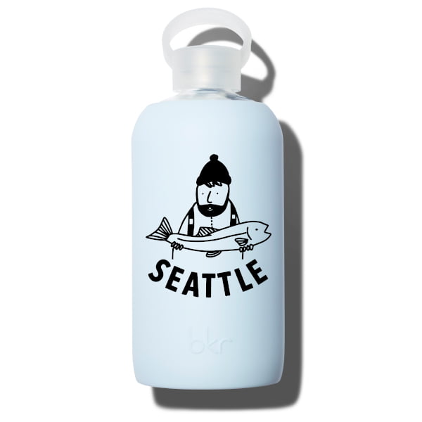 bkr Glass Water Bottle: 32oz GRACE SEATTLE FISH BIG BOTTLE 1L (32OZ)