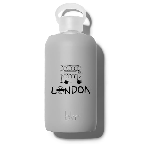 bkr Glass Water Bottle: 32oz LONDON LONDON BUS BIG BOTTLE 1L (32OZ)