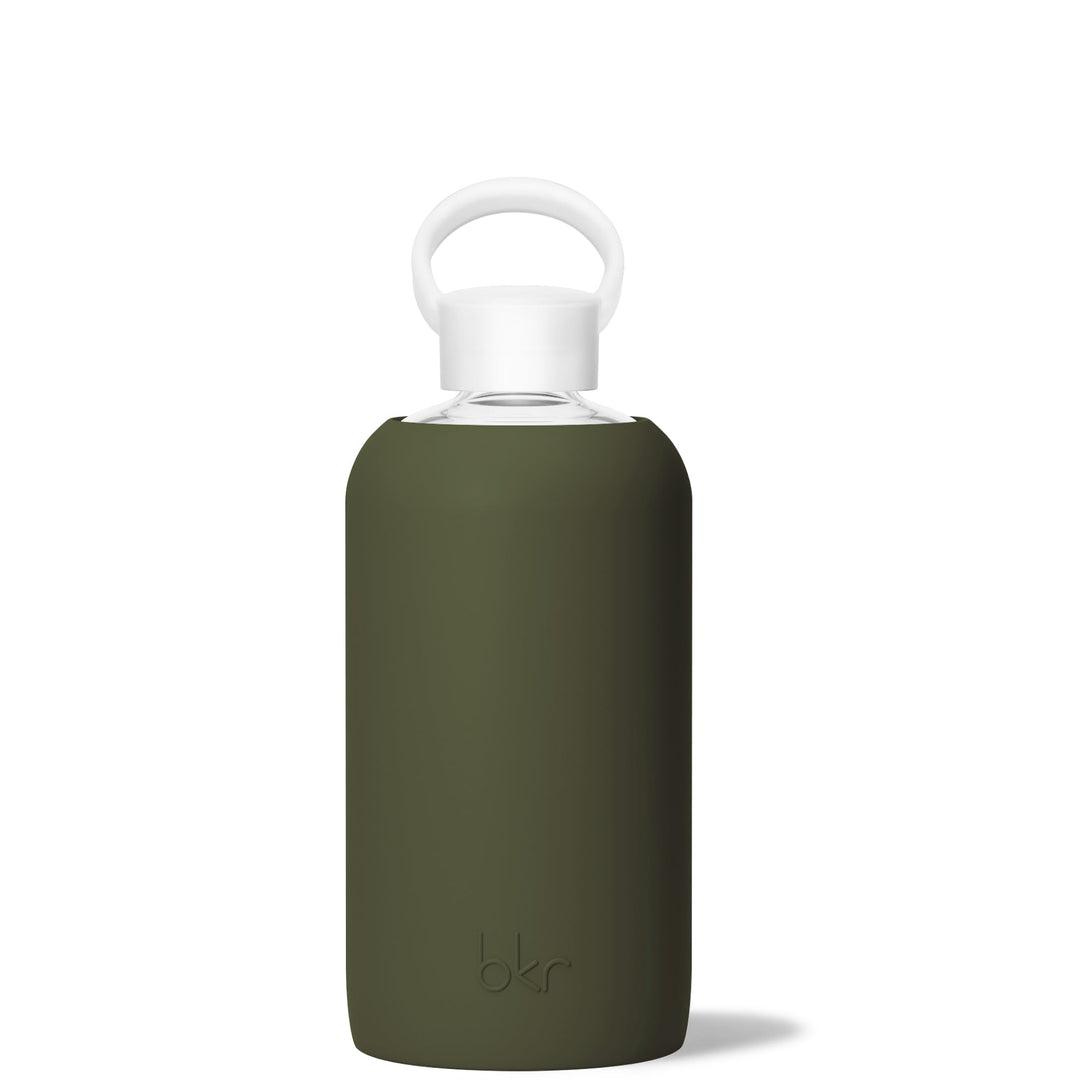 bkr Glass Water Bottle: 32oz OLIVE BIG BOTTLE 1L (32 OZ)