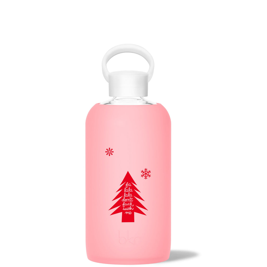 bkr Glass Water Bottle: 32oz ROSE MERRY DON'T F WITH ME BIG BOTTLE 1L (32OZ)