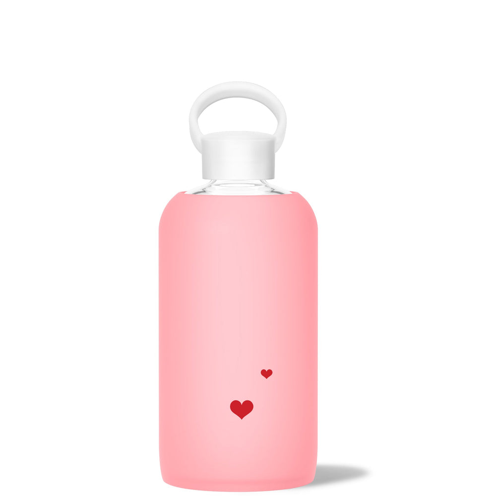 bkr Glass Water Bottle: 32oz ROSE MINI HEARTS BIG BOTTLE 1L (32OZ)