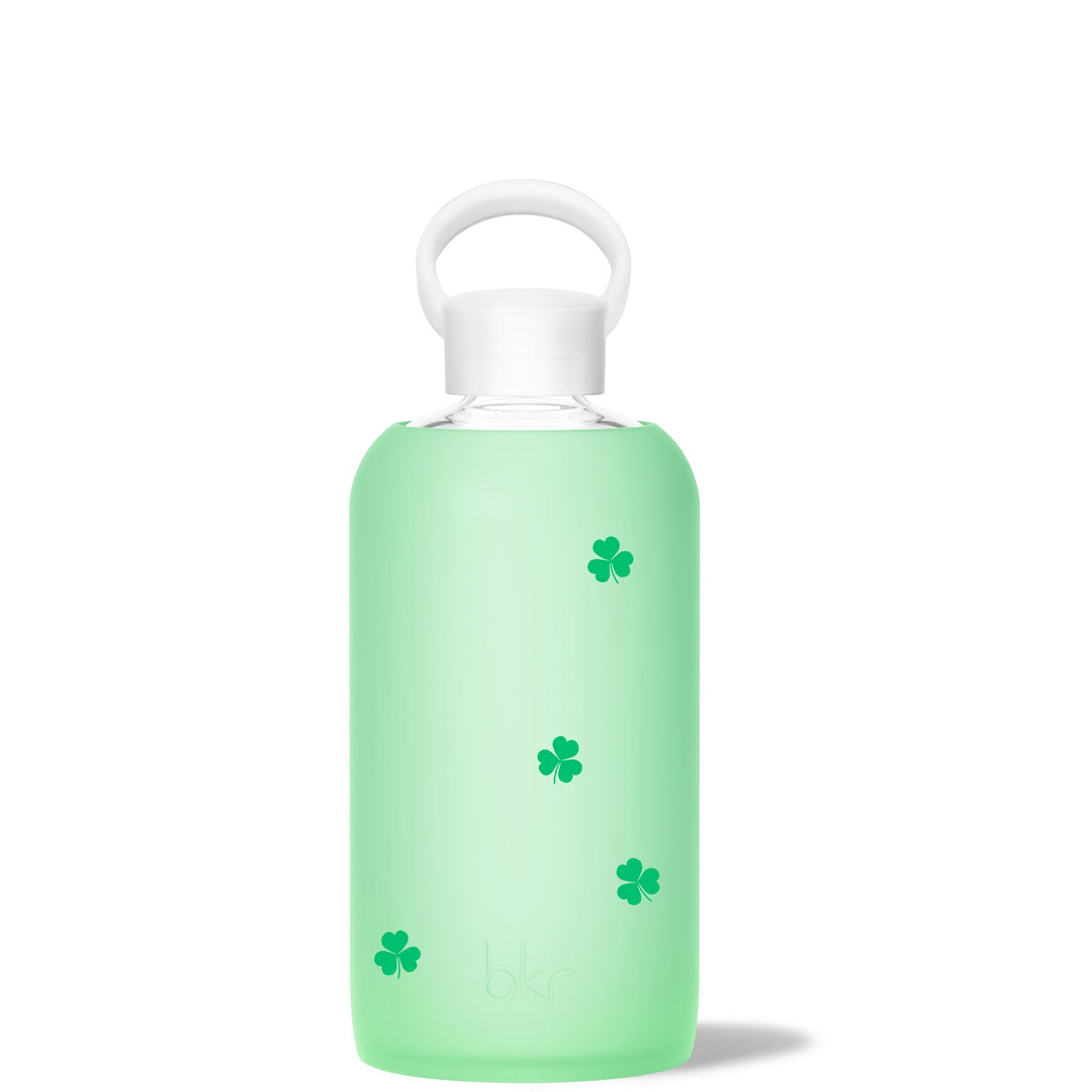 bkr Glass Water Bottle: 32oz SAINT MINI SHAMROCKS BIG BOTTLE 1L (32OZ)