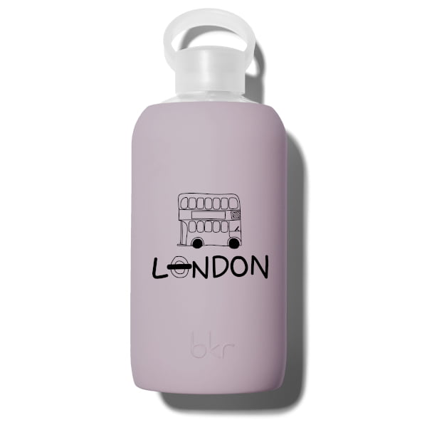 bkr Glass Water Bottle: 32oz SLOANE LONDON BUS BIG BOTTLE 1L (32OZ)