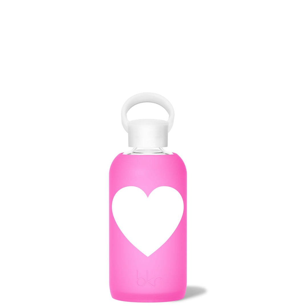 bkr Glass Water Bottle: 8oz BABY HEART LITTLE BOTTLE 500ML (16OZ)