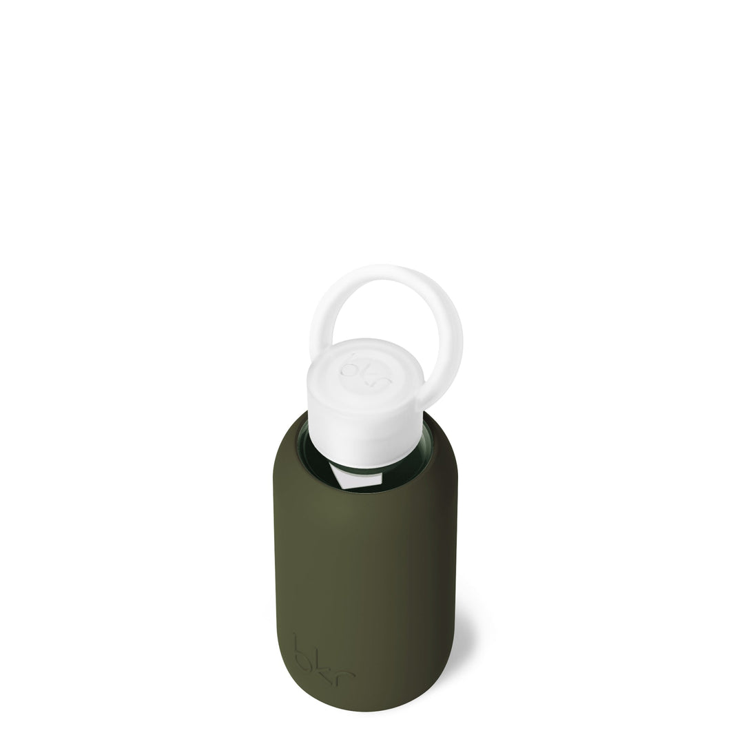 bkr Glass Water Bottle: 8oz OLIVE TEENY BOTTLE 250mL (8 OZ)