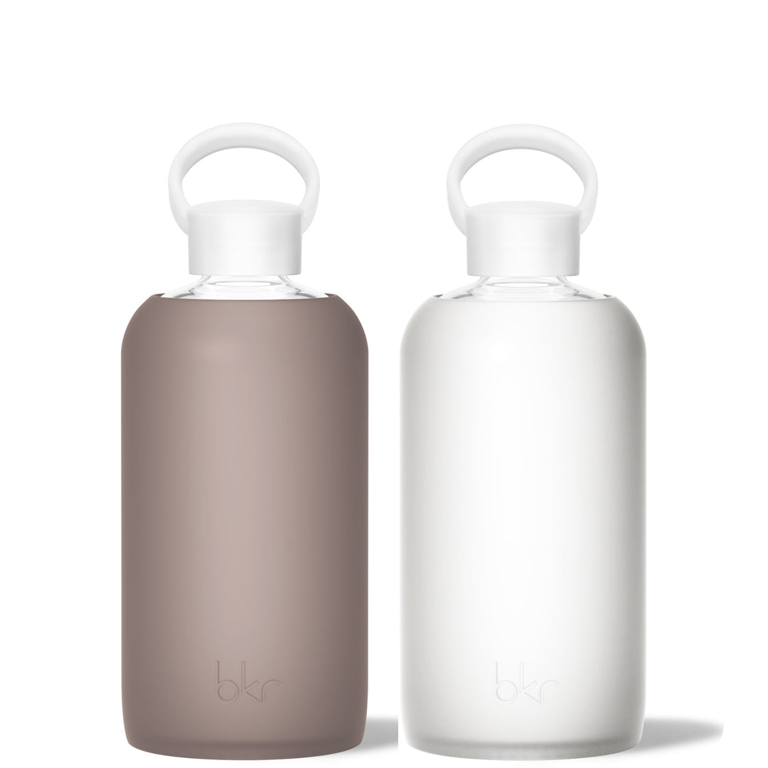 bkr Glass Water Bottle Set: 22oz COCOA & MARSHMALLOWS