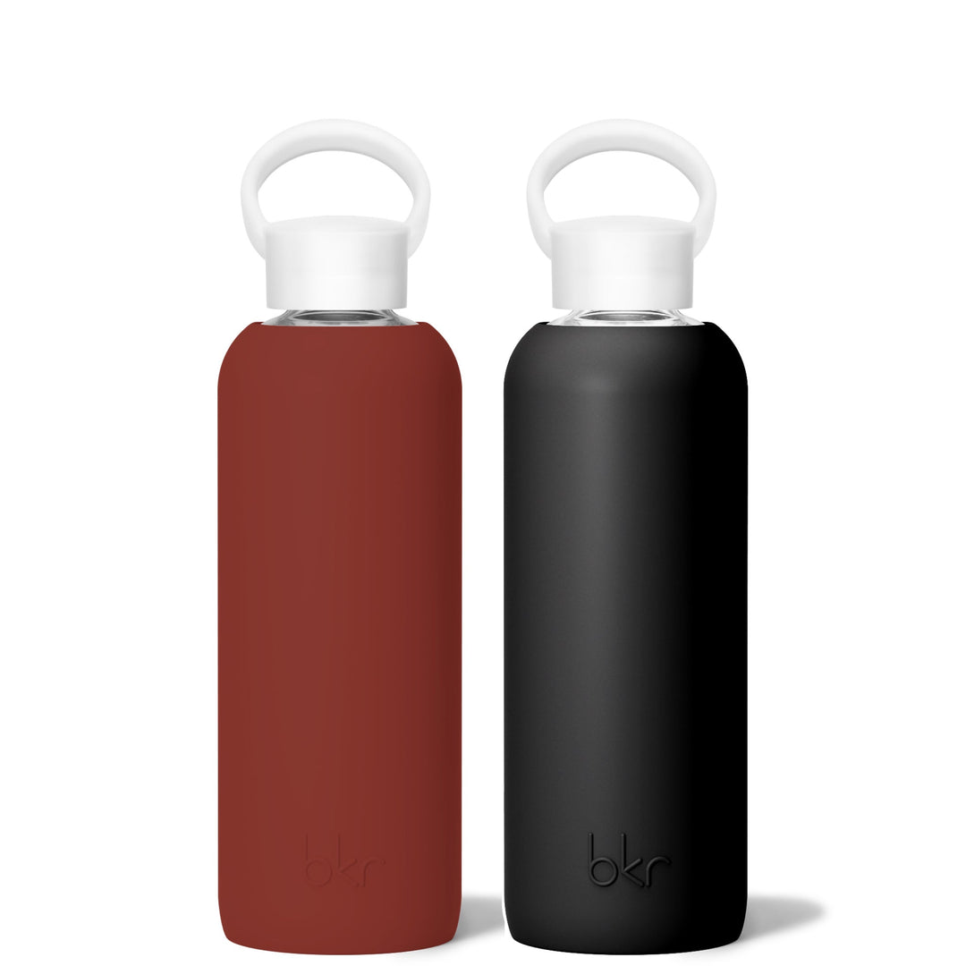 bkr Glass Water Bottle Set: 22oz RED LIPS NIGHT