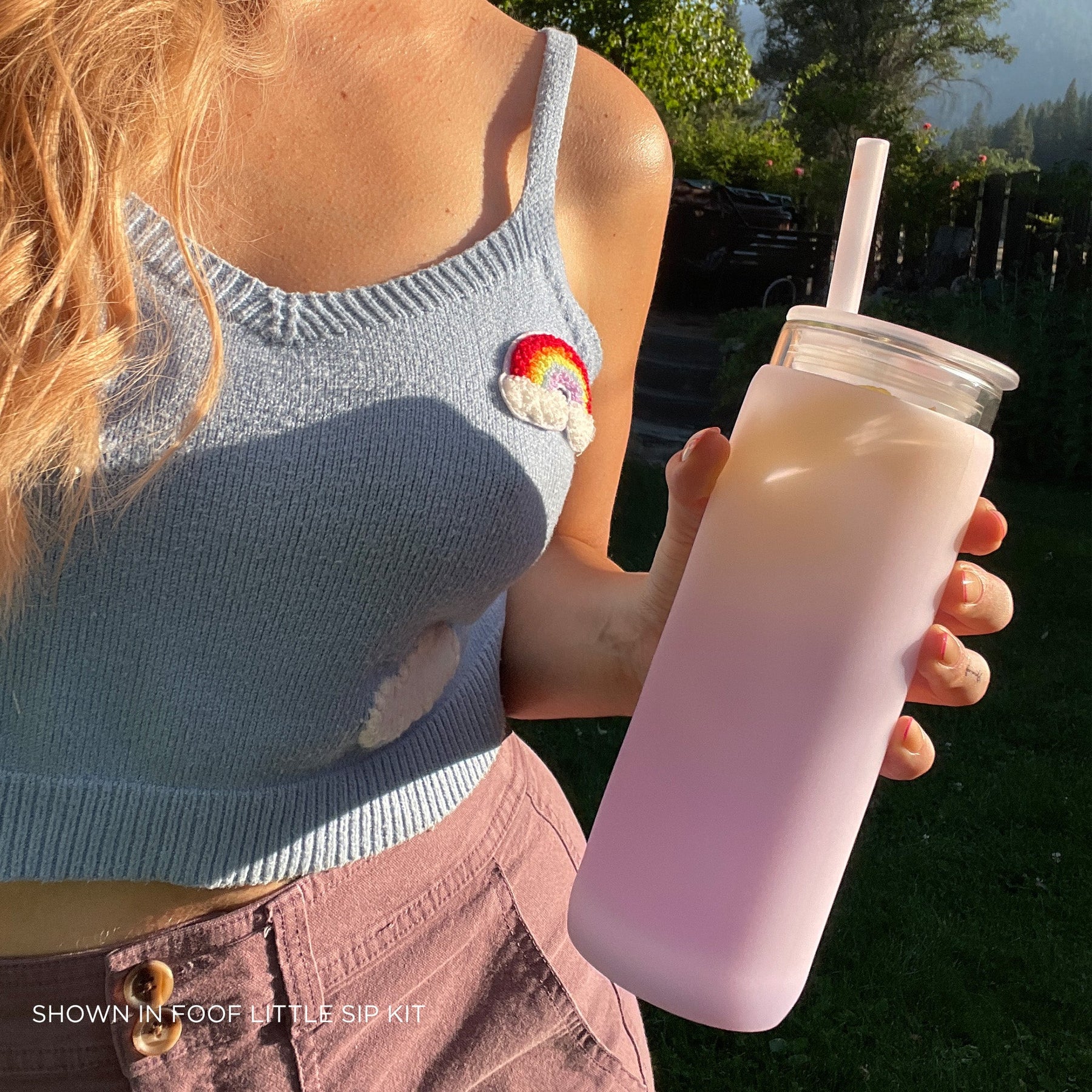 PARIS & THE COTTON CANDY - LITTLE CUP SIP KIT 355ML (12oz) - Insulated Sip  Kit: Double Wall Glass + Silicone Tumbler + silicone straw:12oz
