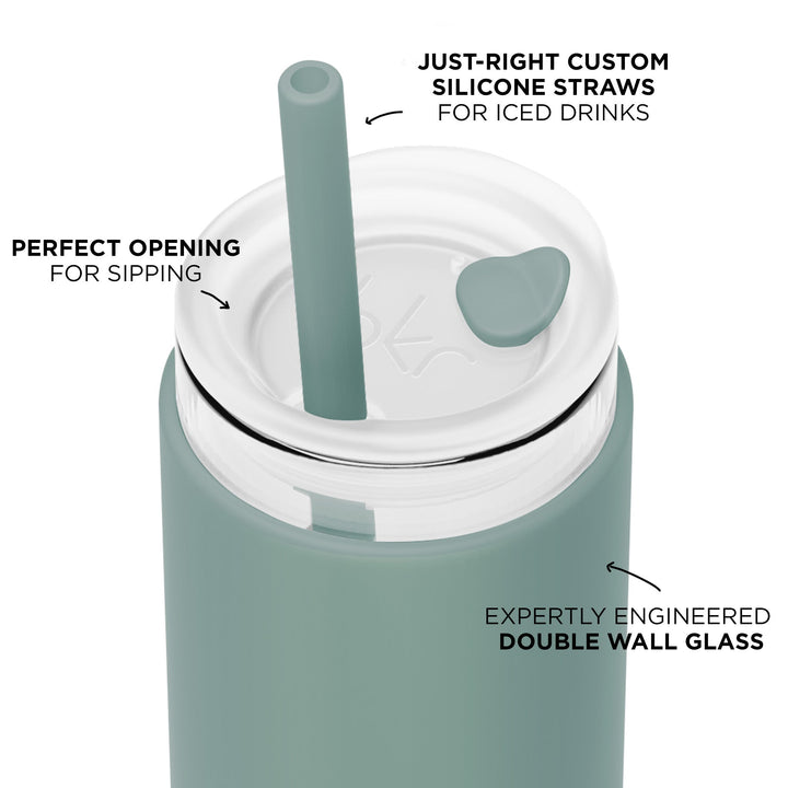 bkr Insulated Glass Tumbler: 12oz OCEAN & THE STORMY COVE CUP SIP KIT 355ML (12oz)